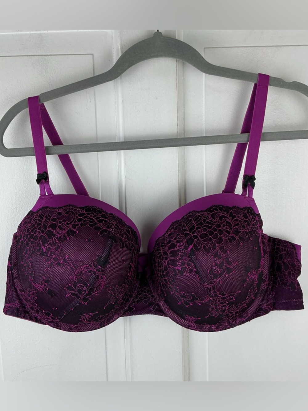 Purple Lace Underwire Push-Up Bra